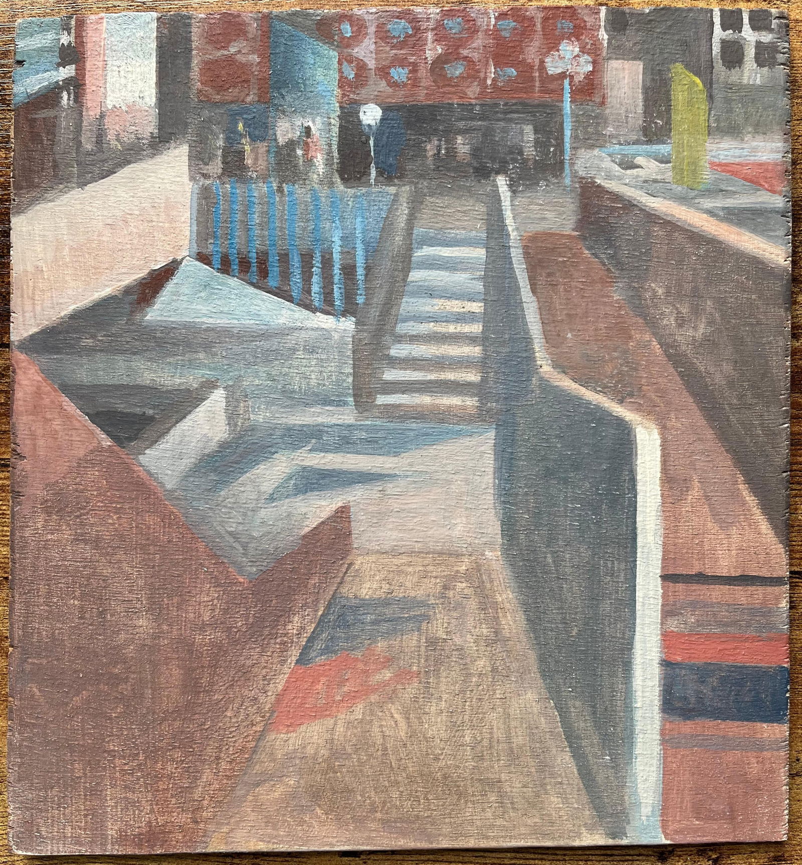 Bernadette Kelly; French Modernist Oil Painting of Urban Staircase and Architectural Scene - 8