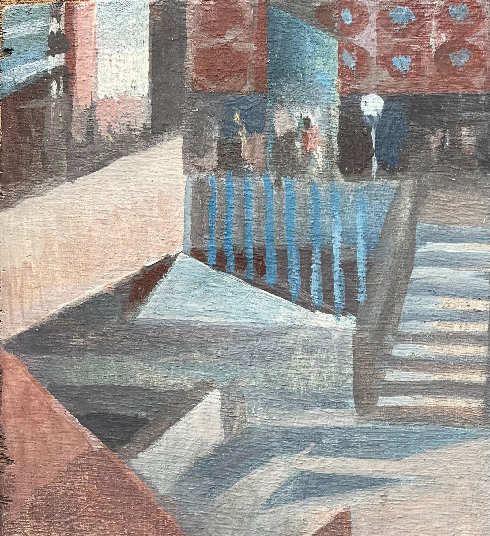 Bernadette Kelly; French Modernist Oil Painting of Urban Staircase and Architectural Scene - 9