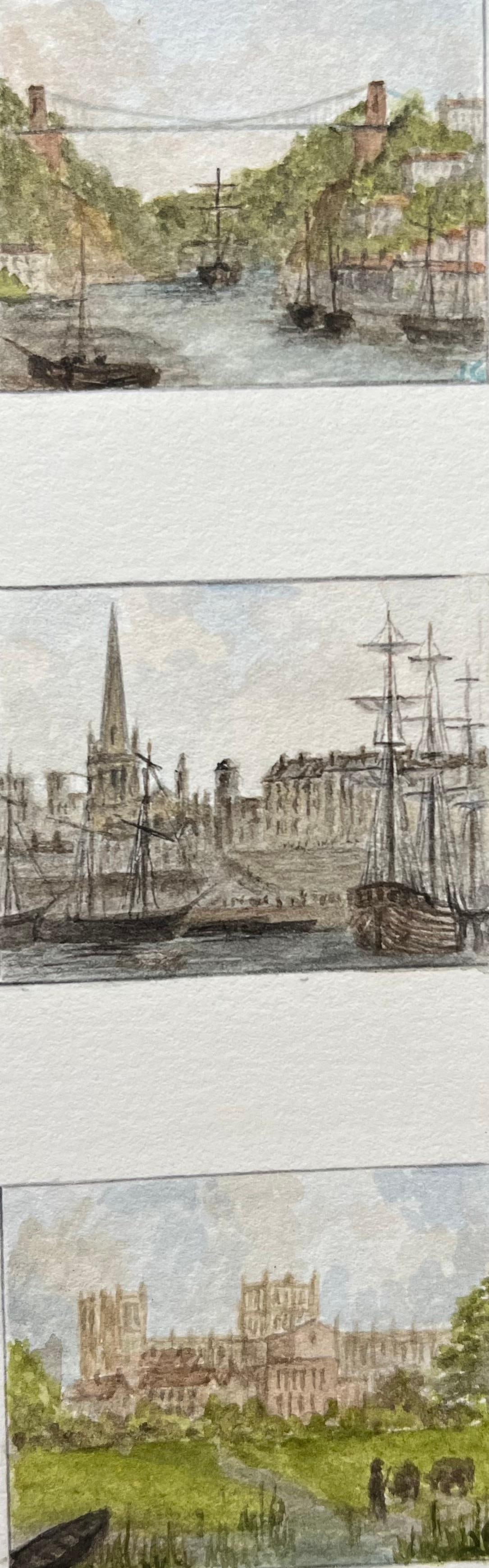 Jack Grunwell; Miniature Watercolor Triptych of Historic Views of Bristol (1 of 17)