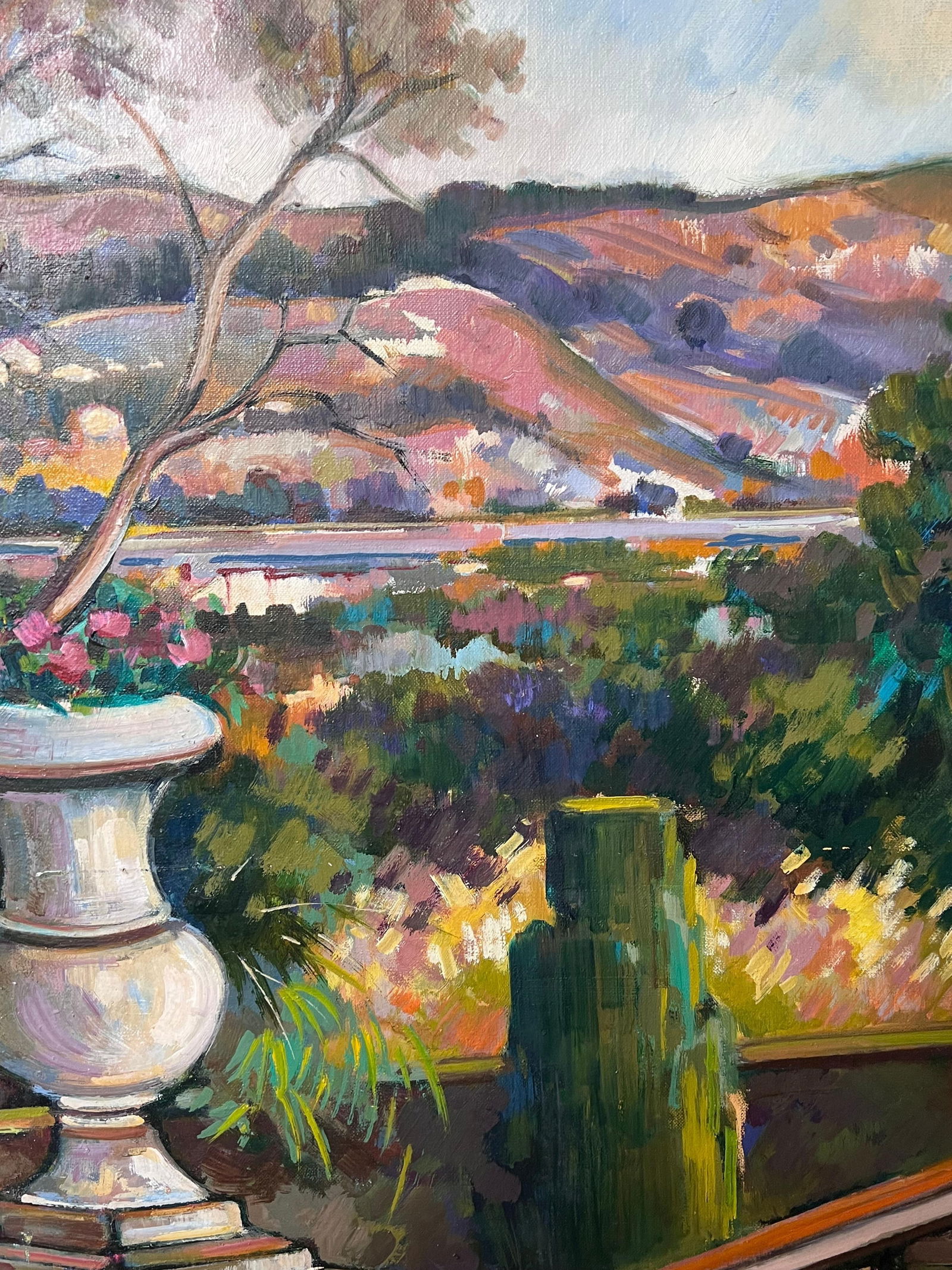 Max Toutain; Provencal Coastal Garden Terrace Huge 20th Century French Impressionist Painting - 8