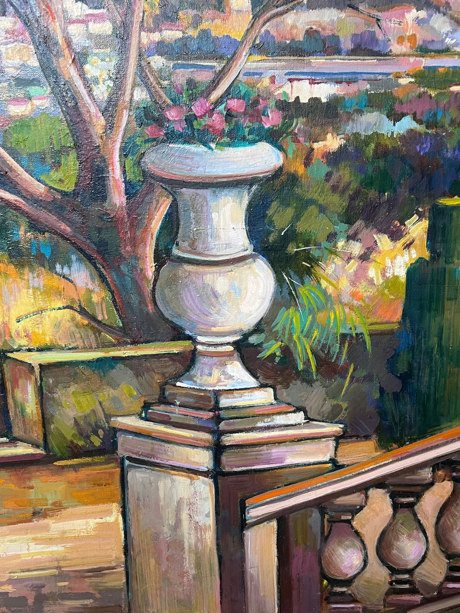 Max Toutain; Provencal Coastal Garden Terrace Huge 20th Century French Impressionist Painting - 9