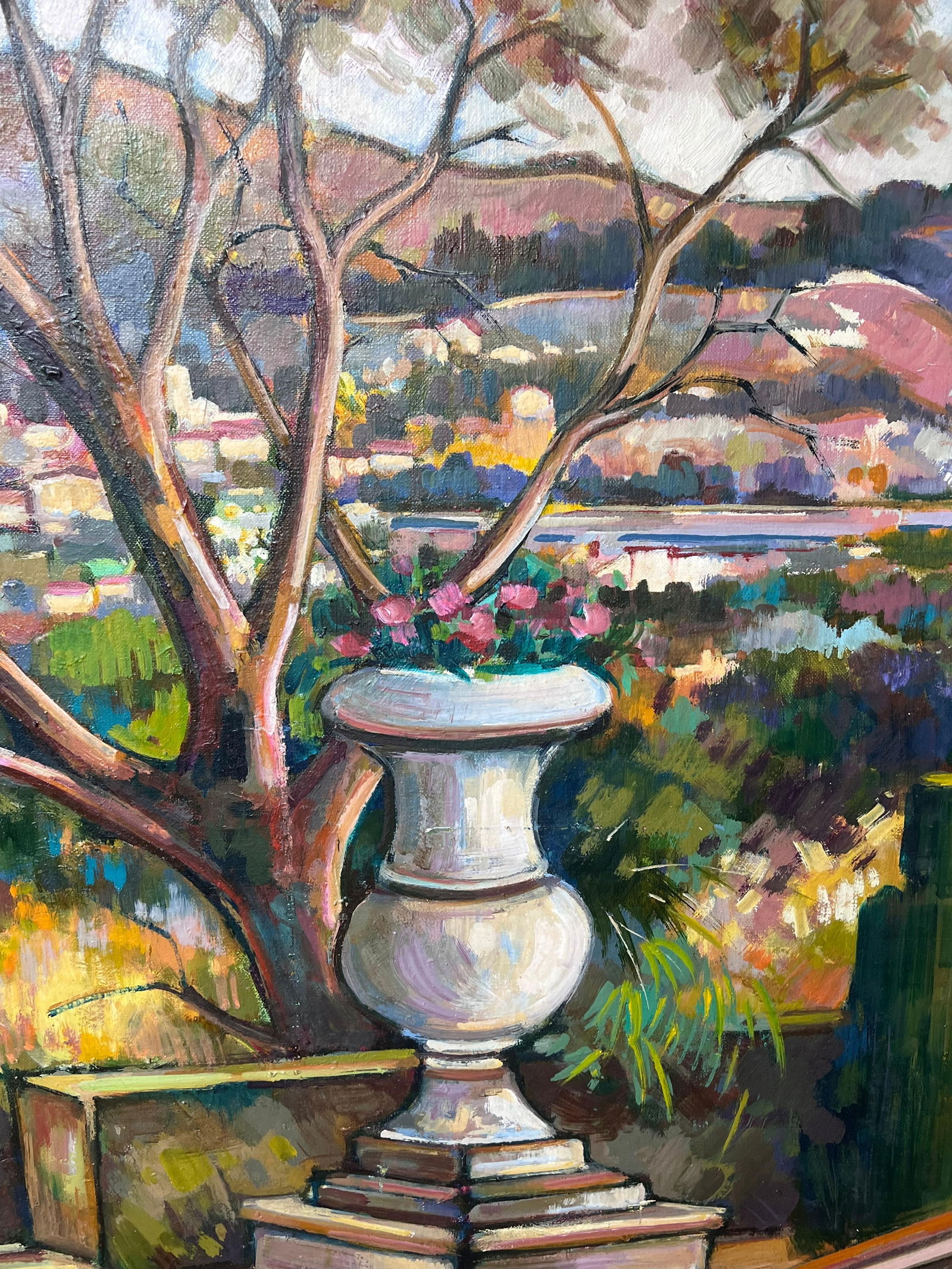 Max Toutain; Provencal Coastal Garden Terrace Huge 20th Century French Impressionist Painting - 10