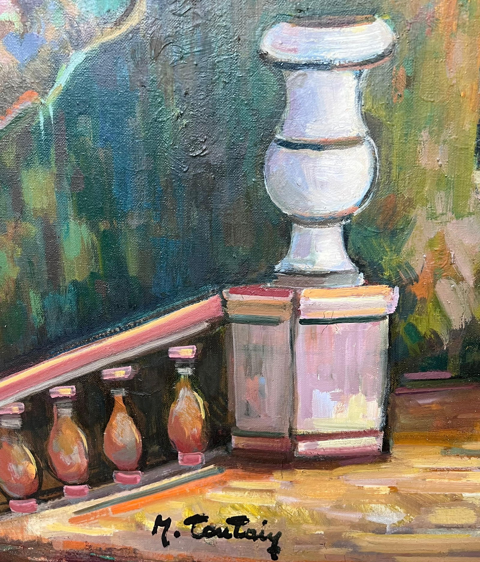 Max Toutain; Provencal Coastal Garden Terrace Huge 20th Century French Impressionist Painting - 13