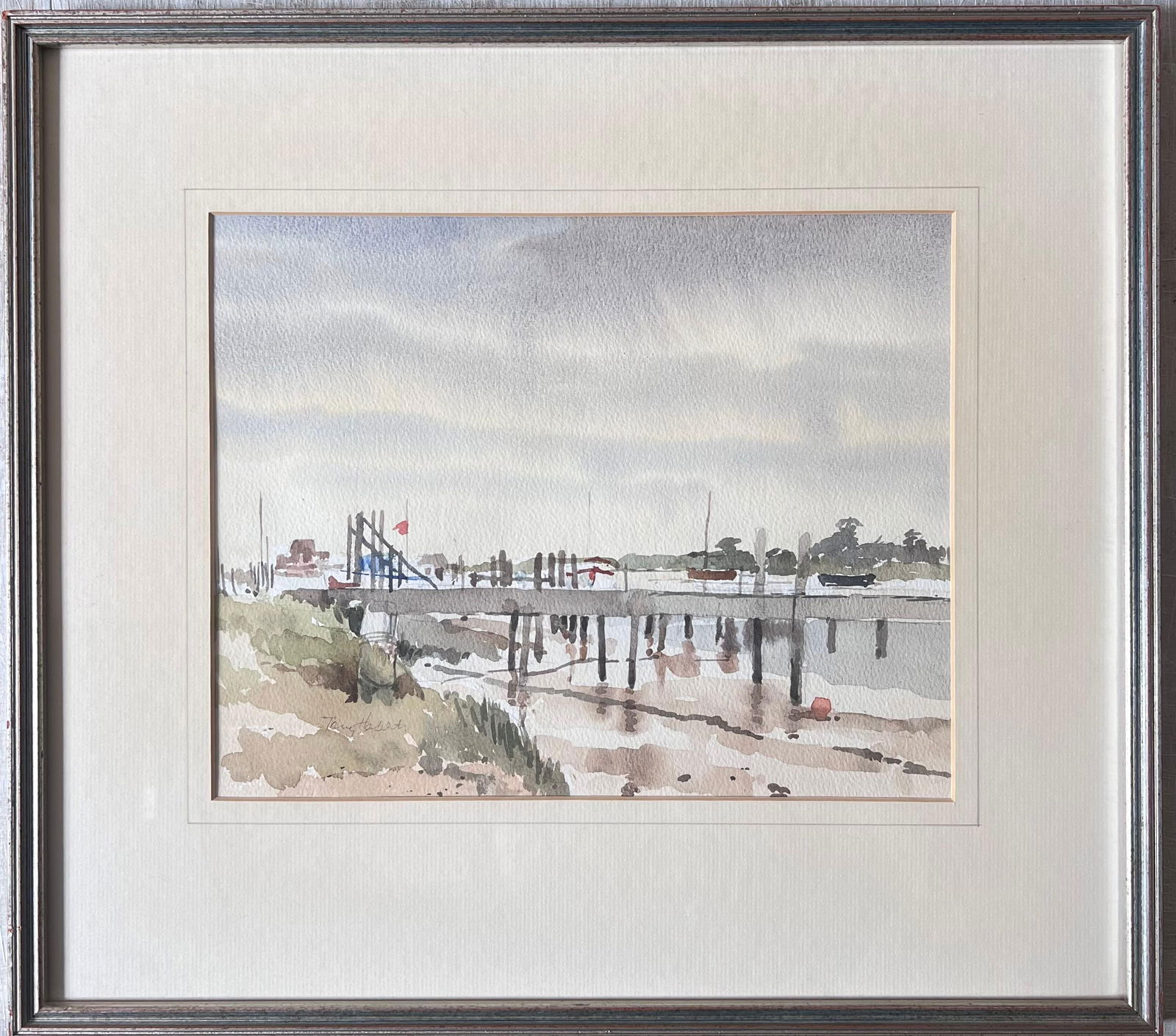 Anthony Herbert; Walberswick Tidal Estuary with a Long Wooden Pier Stretching Across the Mudflats (1 of 11)