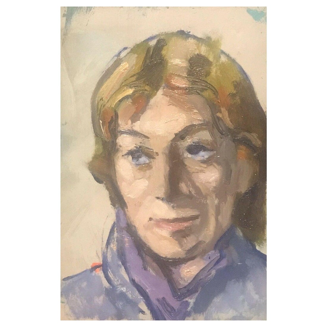 Akos Biro; Akos Biro Expressionist Oil, Portrait in Deep Thought, circa 1950s (1 of 17)