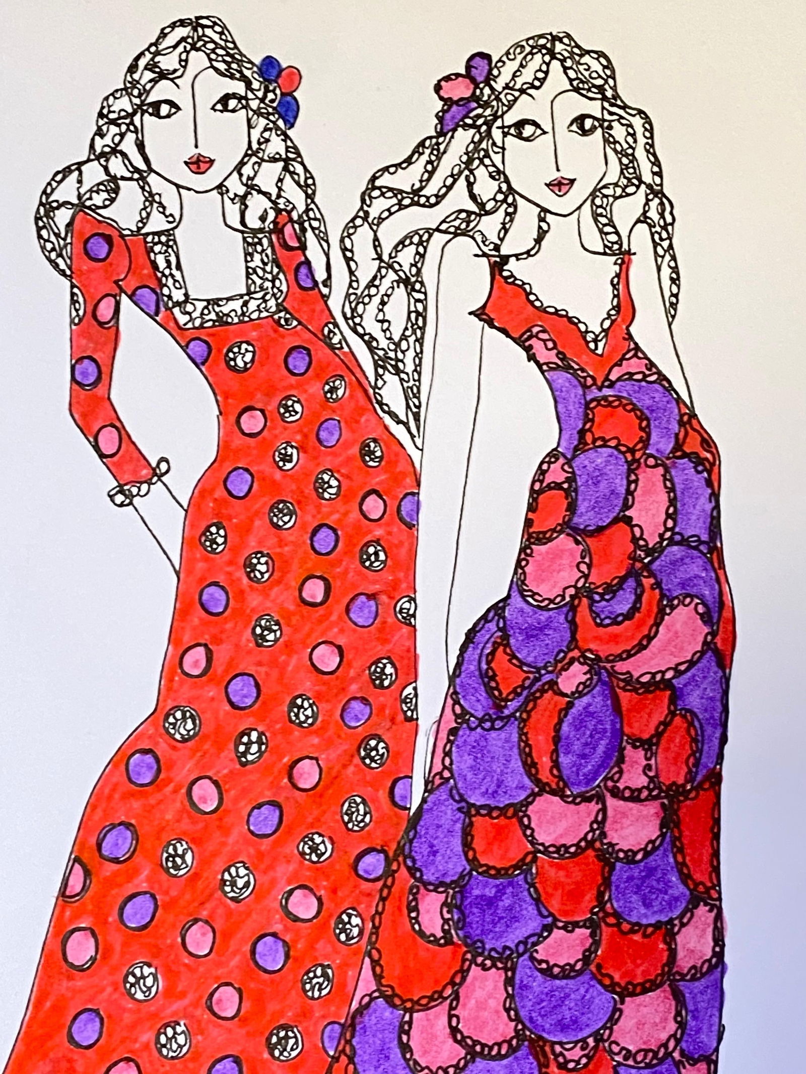 Original Fashion Design Illustration Watercolor Painting Laura Ashley Designer, circa 2000s - 4
