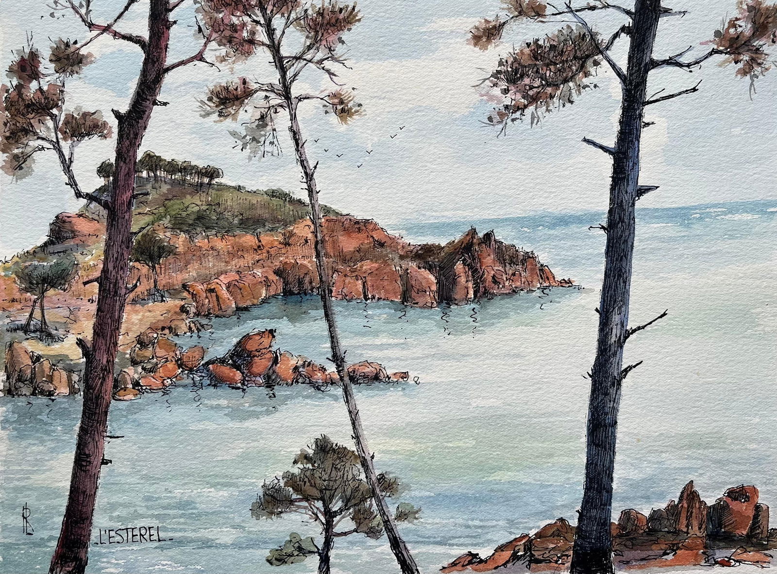 Robert Lepine (1929 - 2017); French Riviera Watercolor of Corniche d’Or & Estérel (1 of 17)