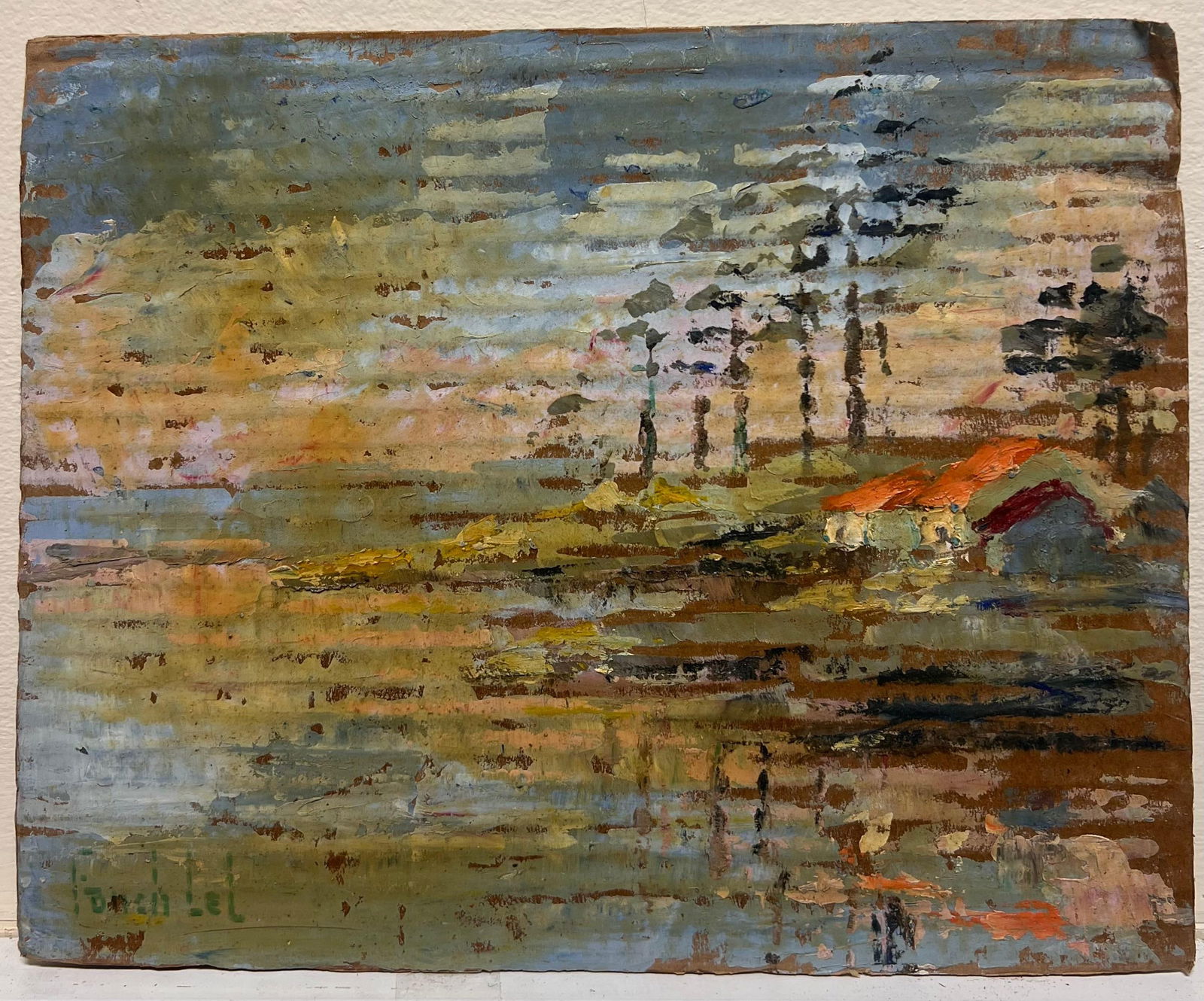 Fanch Lel; French Impressionist Red Roof Cottages and Reflective Waters Oil Painting - 8