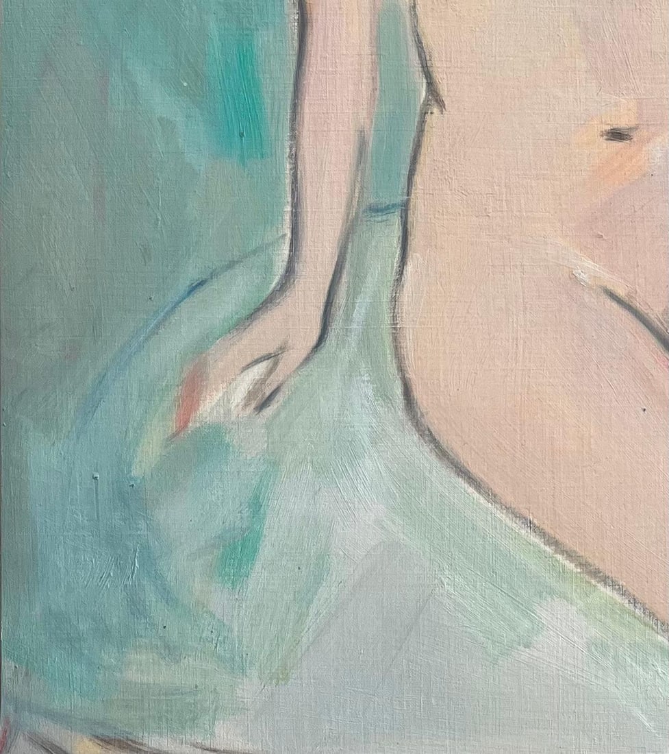 Roland Pichard; Seated Figure Study in Soft Pastels - Contemporary Oil Painting - 9