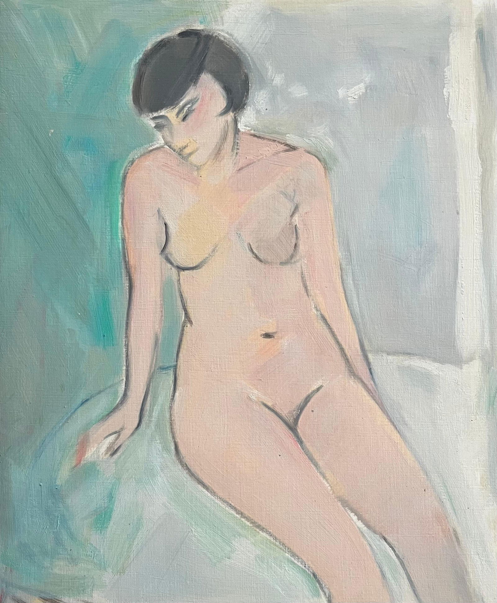 Roland Pichard; Seated Figure Study in Soft Pastels - Contemporary Oil Painting - 11