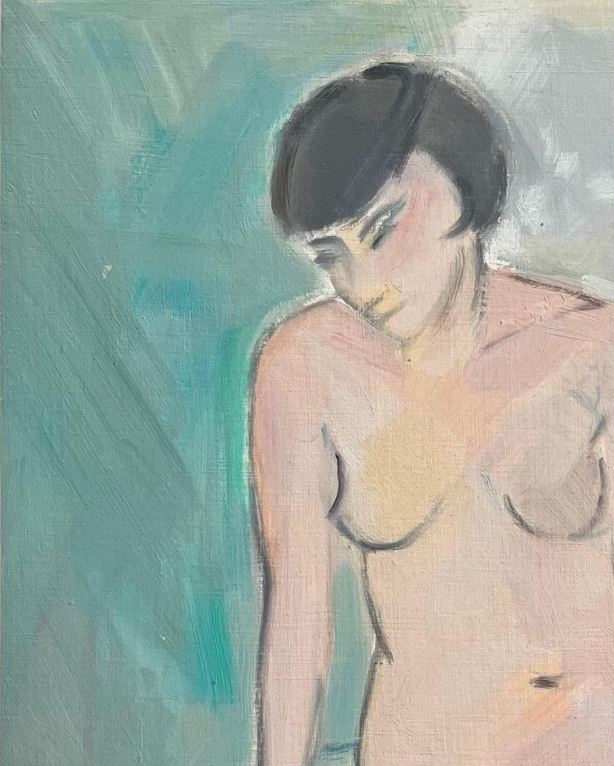 Roland Pichard; Seated Figure Study in Soft Pastels - Contemporary Oil Painting - 6