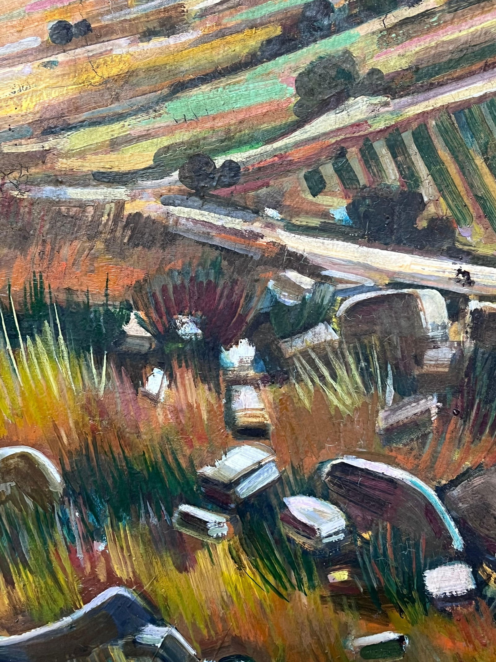 Max Toutain; Provencal Hill Perched Town 20th Century French Post Impressionist Oil Painting - 8