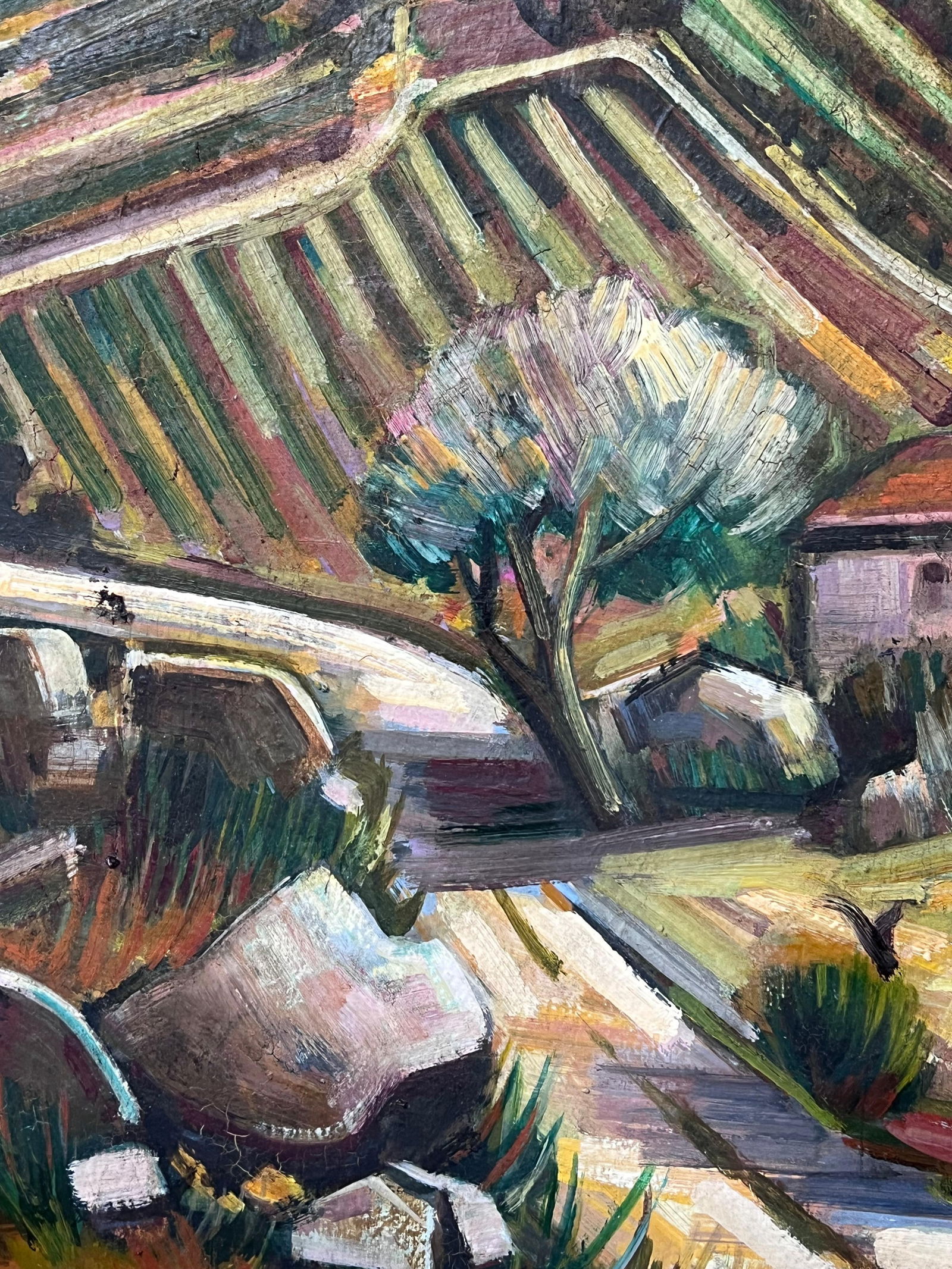 Max Toutain; Provencal Hill Perched Town 20th Century French Post Impressionist Oil Painting - 10