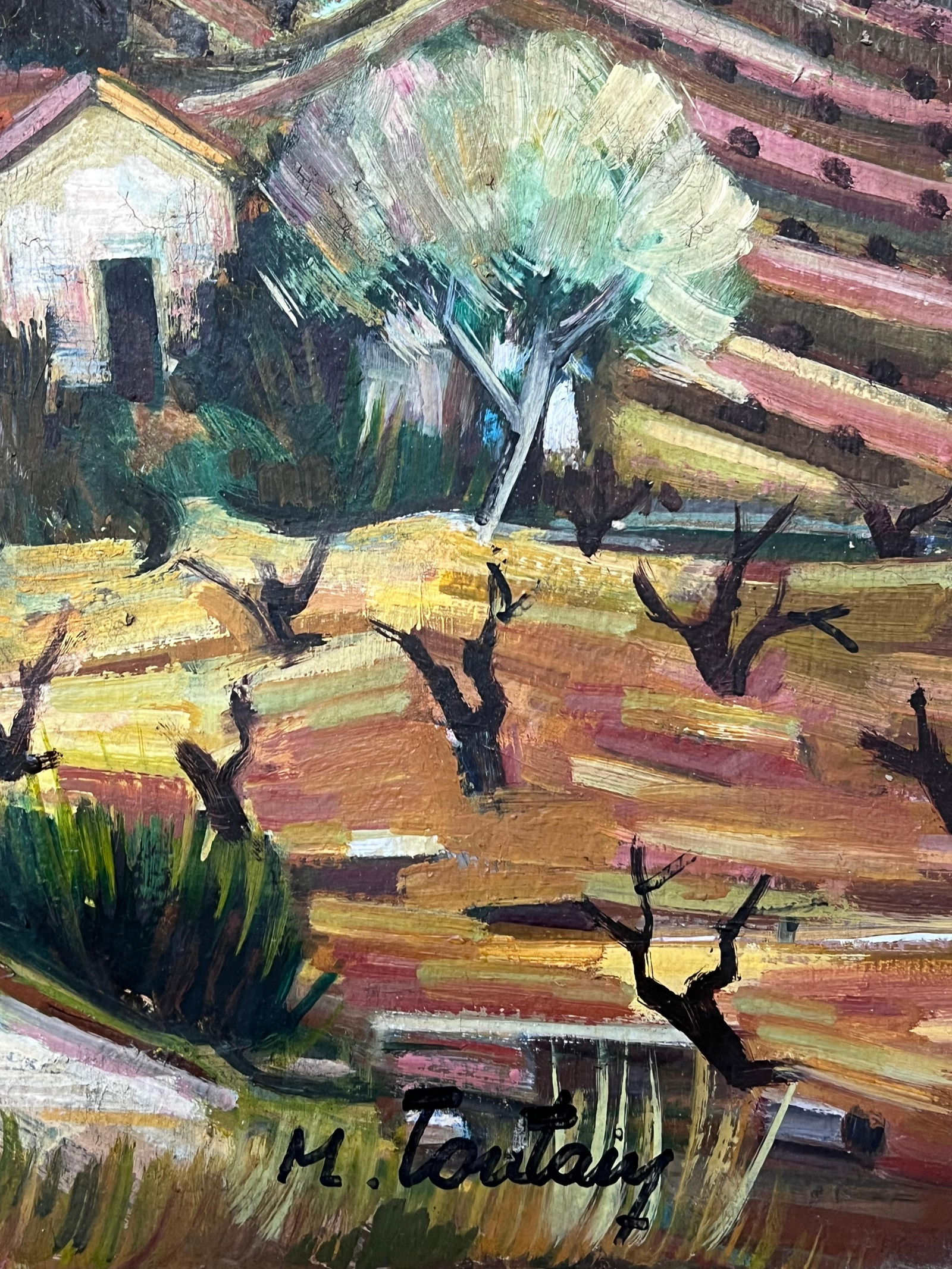 Max Toutain; Provencal Hill Perched Town 20th Century French Post Impressionist Oil Painting - 11