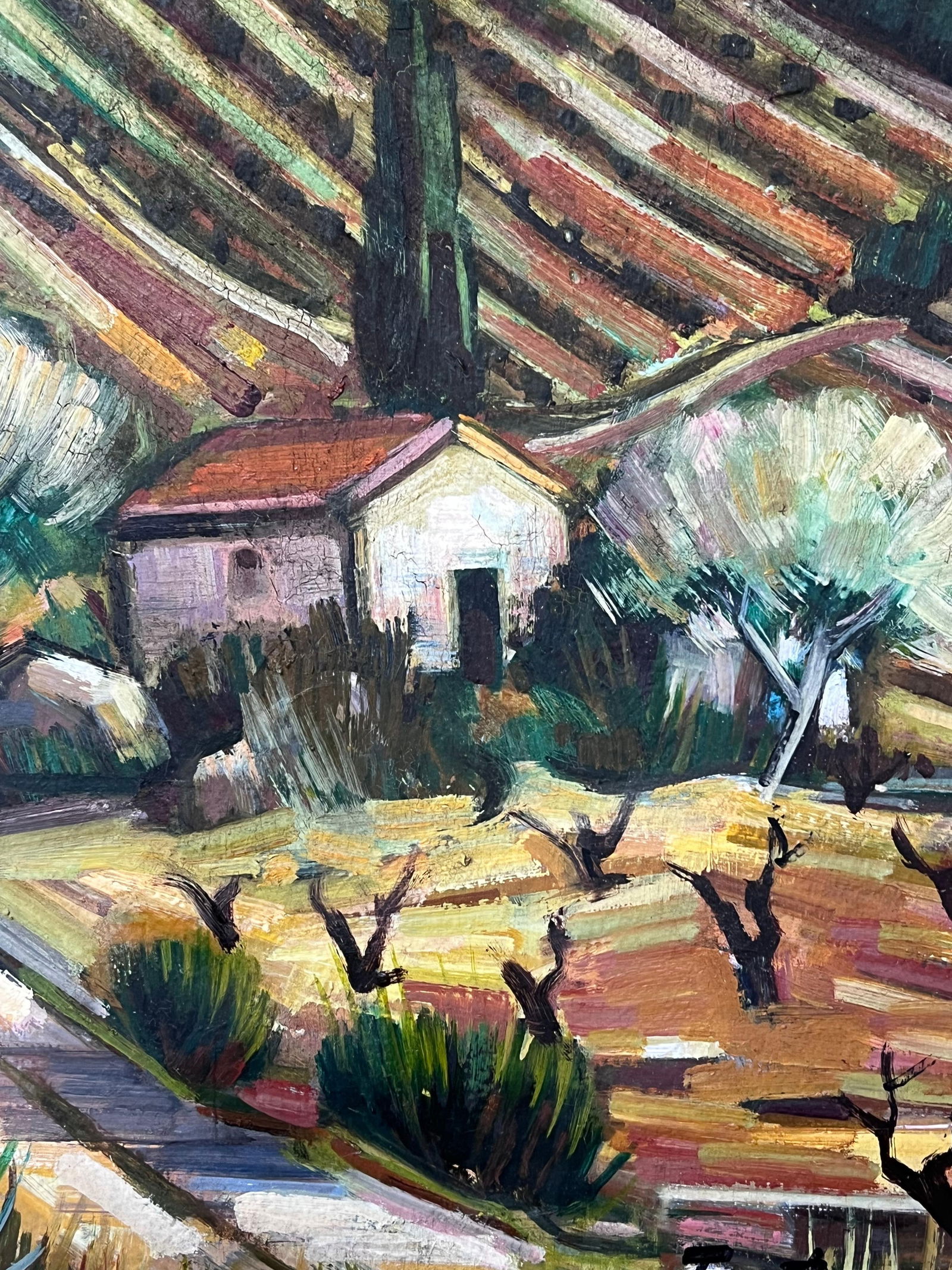 Max Toutain; Provencal Hill Perched Town 20th Century French Post Impressionist Oil Painting - 12