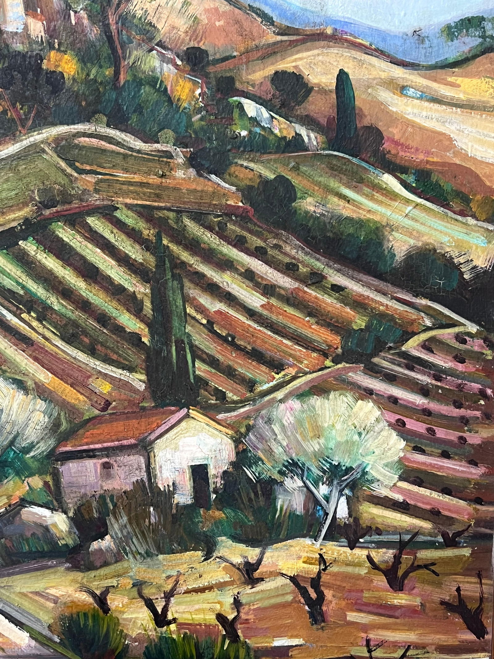 Max Toutain; Provencal Hill Perched Town 20th Century French Post Impressionist Oil Painting - 13