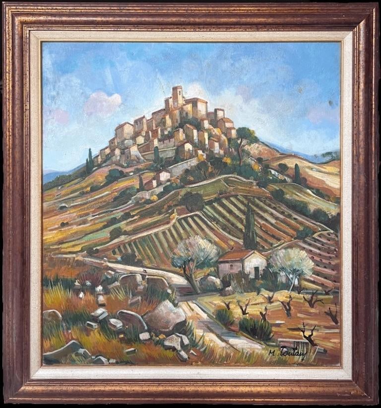 Max Toutain; Provencal Hill Perched Town 20th Century French Post Impressionist Oil Painting (1 of 14)