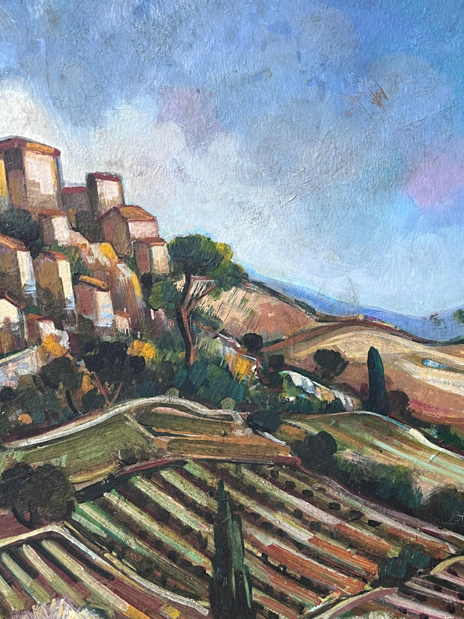 Max Toutain; Provencal Hill Perched Town 20th Century French Post Impressionist Oil Painting - 6