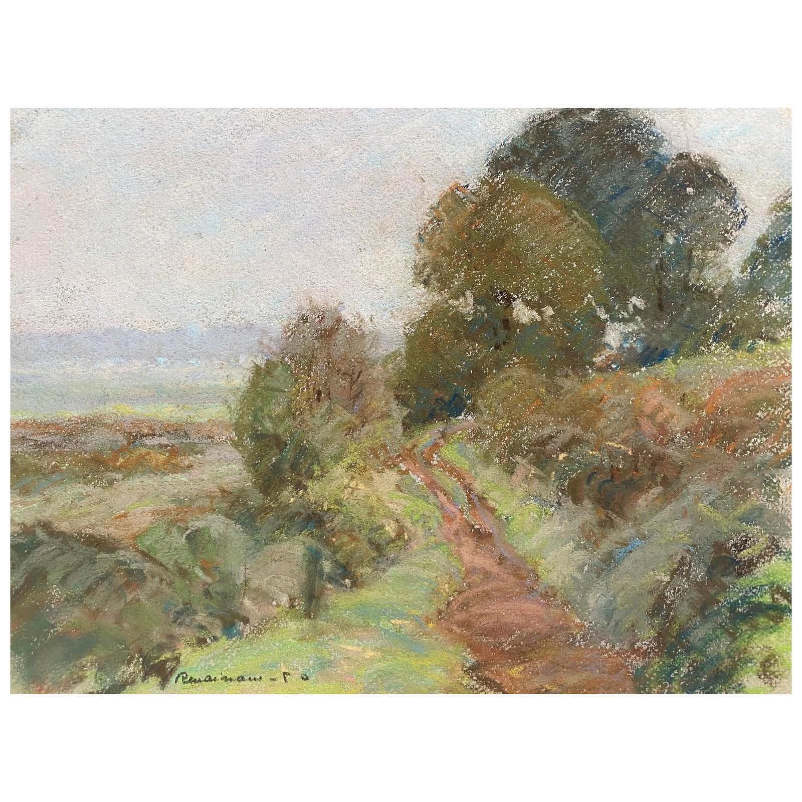 Camille Meriot, Pastel French Impressionist Landscape View, circa 1940s (1 of 17)