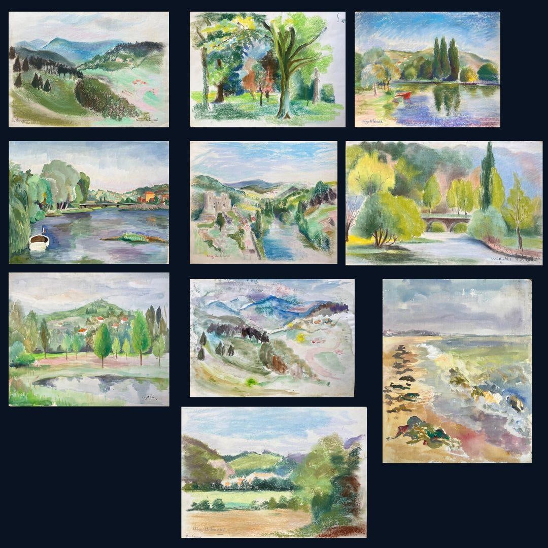 Anne Marie Migette Perard; Mid-20th Century Post-Impressionist Landscape Paintings (1 of 3)