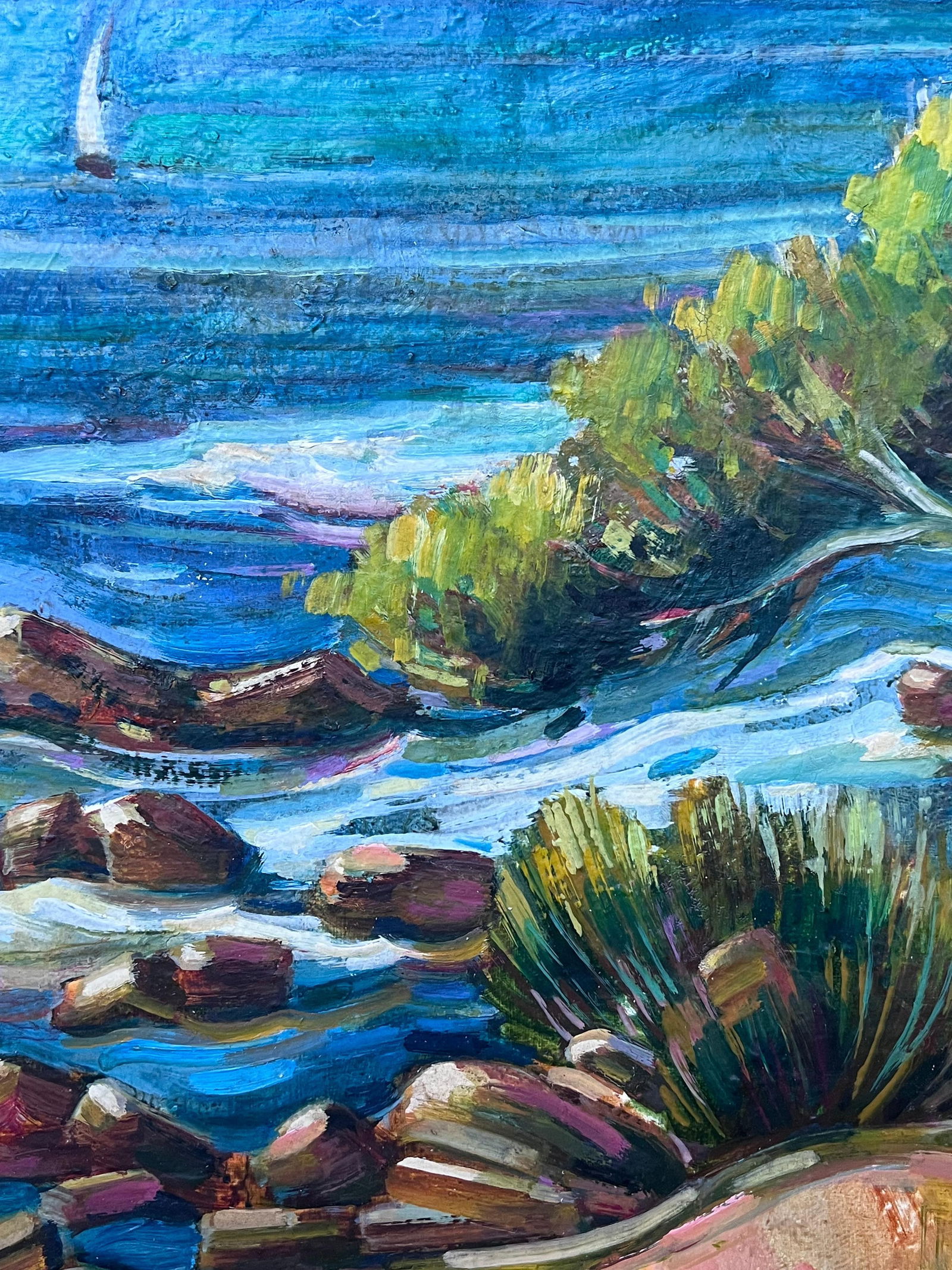 Max Toutain; Côte d'Azur Blue Sea Coastal 20th Century French Post Impressionist Oil Painting - 2