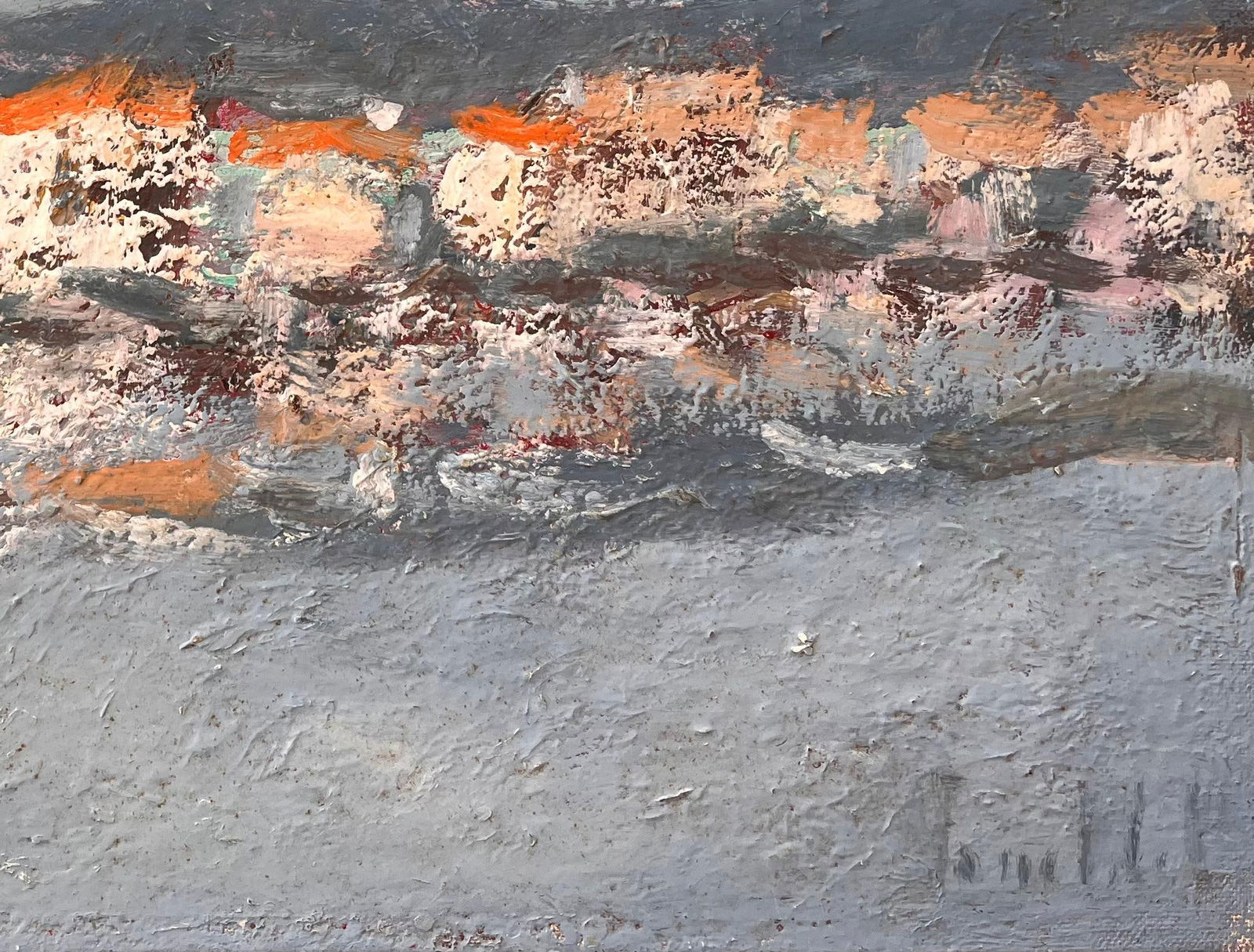 Fanch Lel; French Coastal Oil Painting of Seaside Village with Red Roofs Reflected in Water - 8