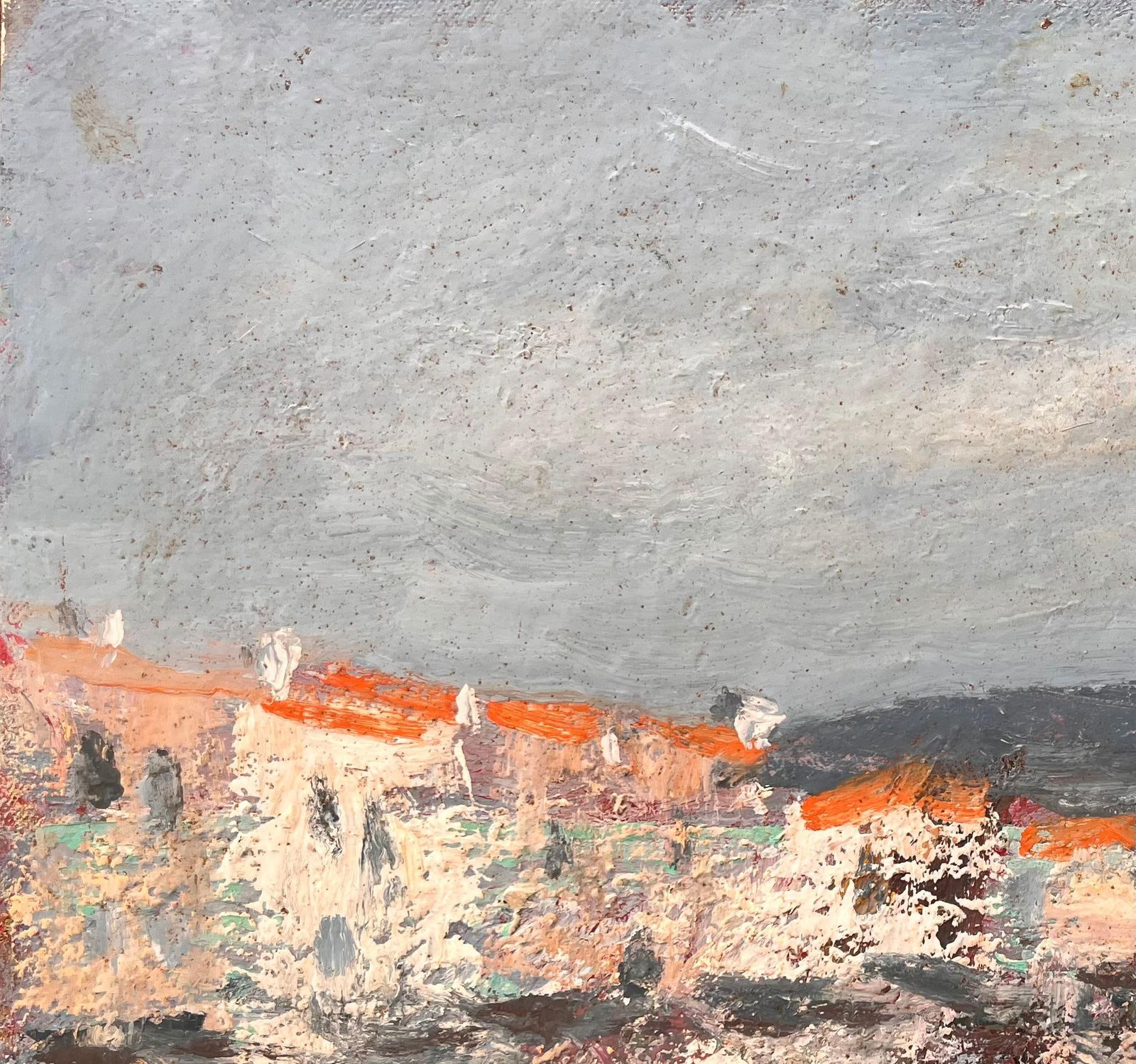 Fanch Lel; French Coastal Oil Painting of Seaside Village with Red Roofs Reflected in Water - 6