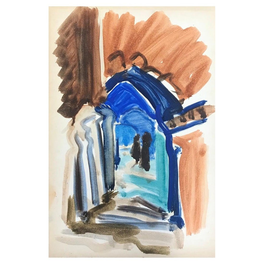 20th Century German Modernist Oil Painting, through the Colourful Archway, circa 1940s: Title: 20th Century German Modernist Oil Painting, through the Colourful Archway, circa 1940s Description: Abstract Portrait' by Bolly Frost Acrylic painting on canvas signed painting: 24 x 18 inches