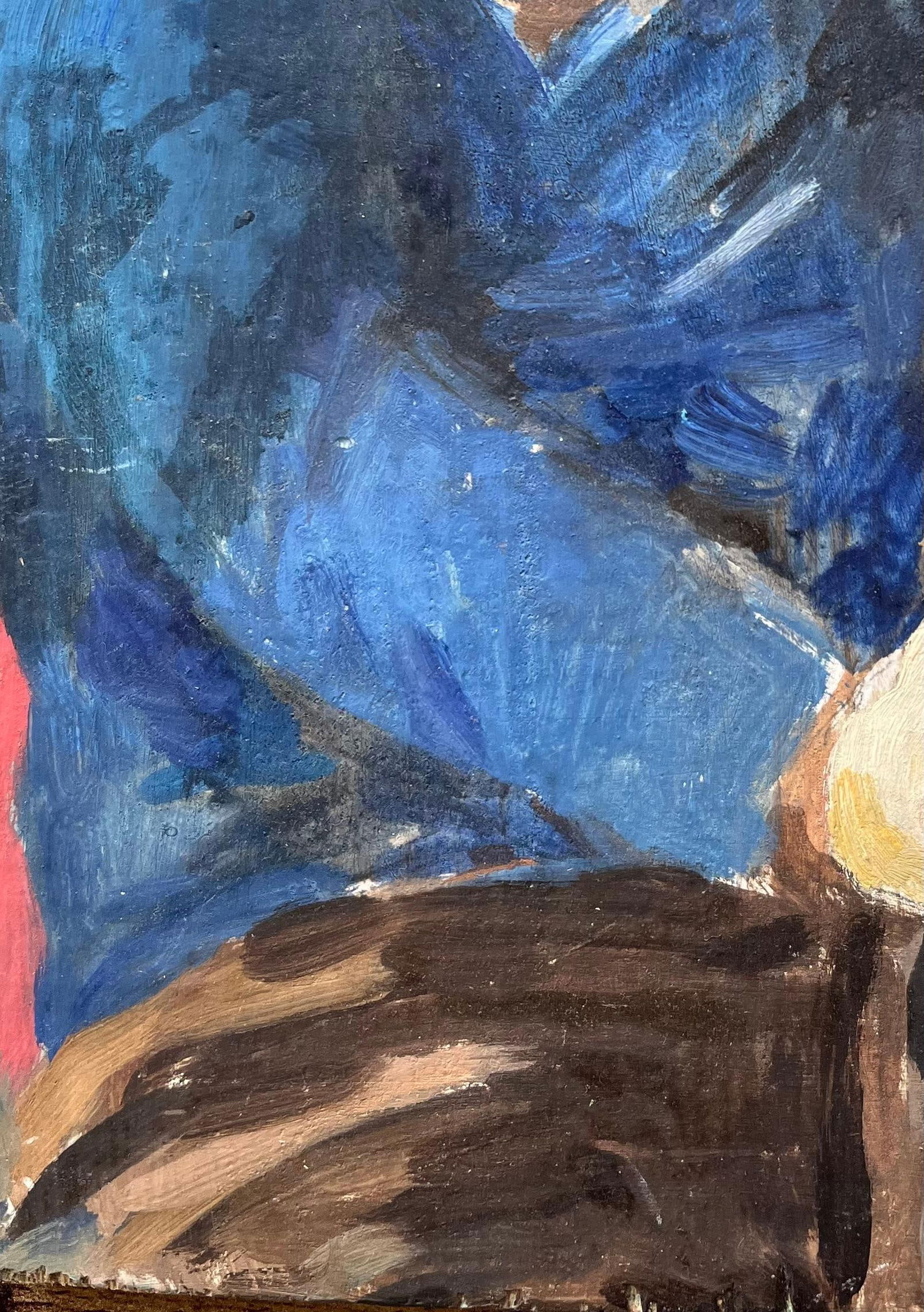 Bernadette Kelly; French Impressionist Portrait of an Elderly Man in Blue Seated in Reflection - 11