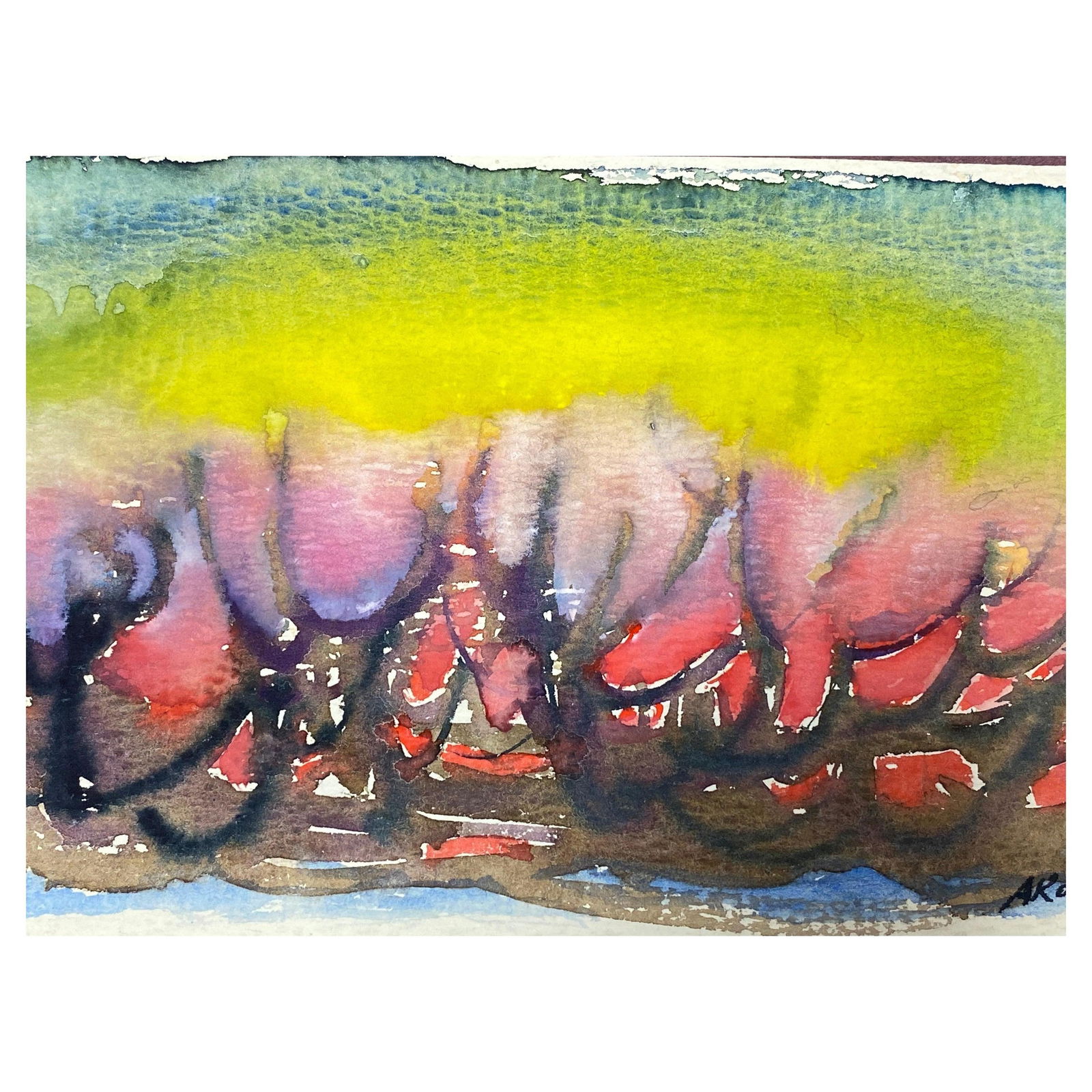 Akos Biro; Colourful Abstract, French Expressionist Original Painting, circa 1960s (1 of 17)