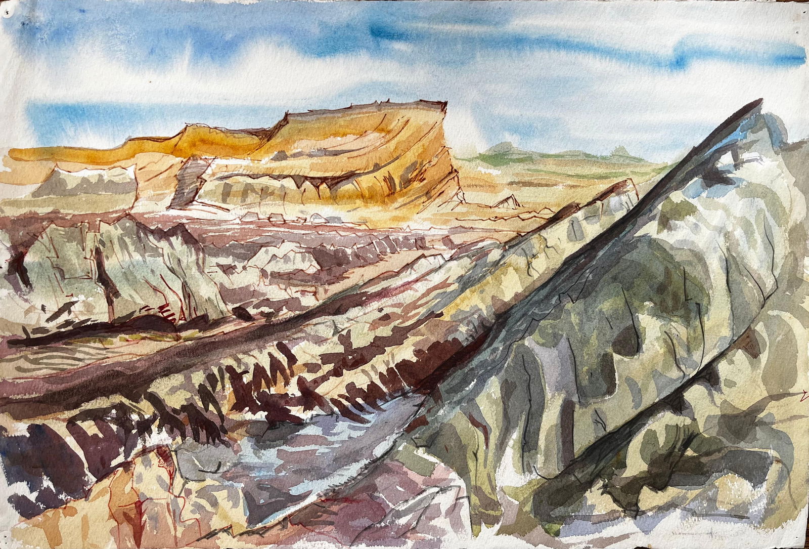 John Steane (b.1931); Jurassic Cliffs Dorset Coast 1970s British Watercolour Landscape Painting, (1 of 11)