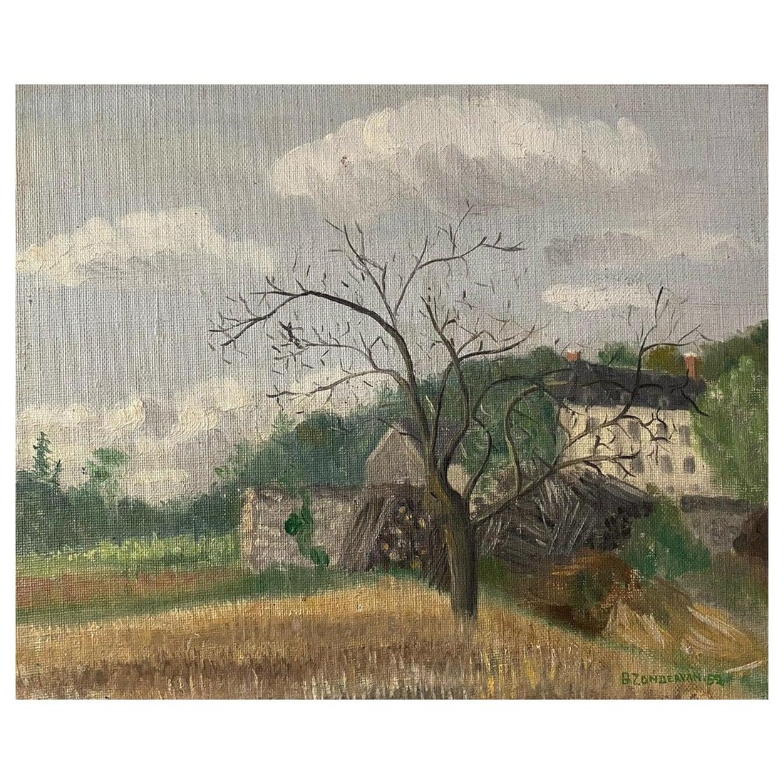 Genevieve Zondervan French Oil Painting, Rural Landscape Fields, circa 1990s (1 of 17)