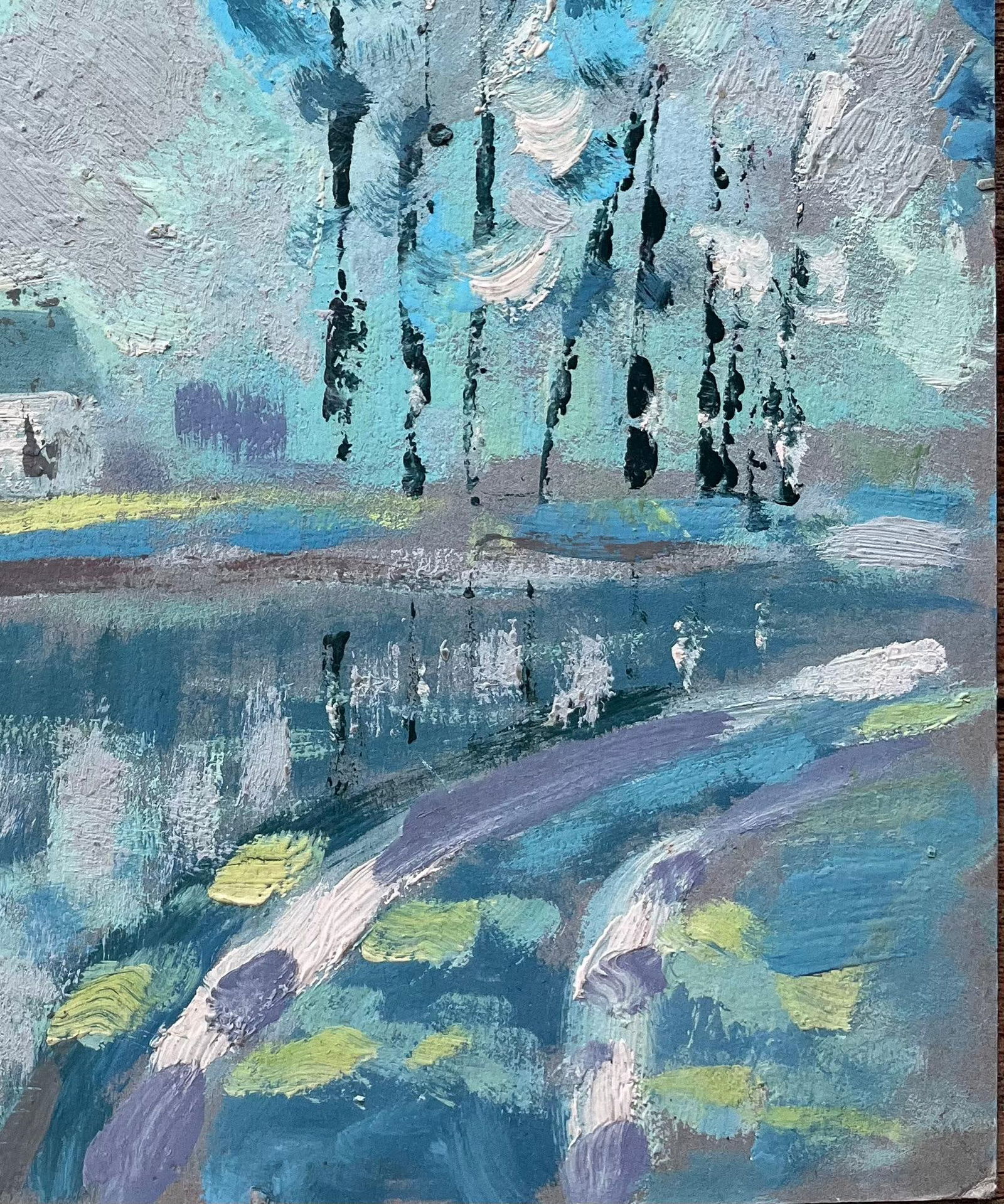 Fanch Lel; French Impressionist Oil Painting of Lakeside Trees and Cottage Path - 6