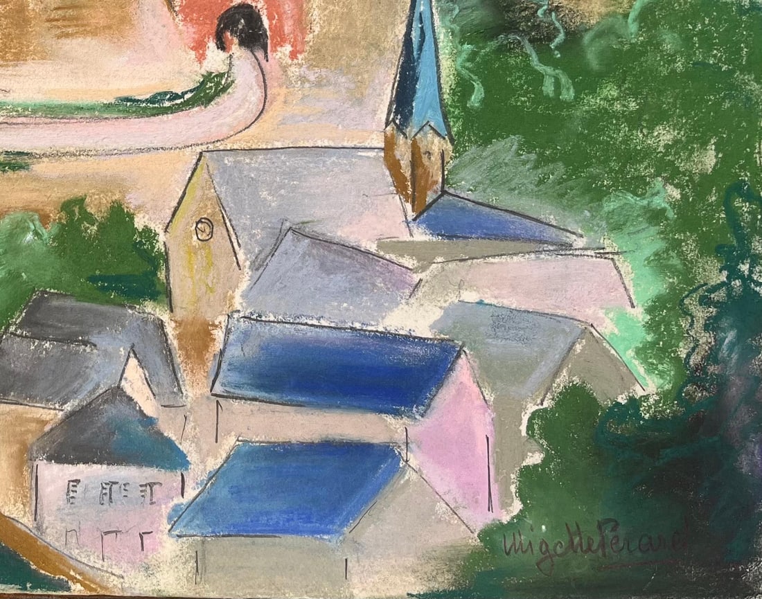 Anne Marie Migette Perard; Mid-20th Century Pastel of Luxembourg City with Fortification Wall and - 9