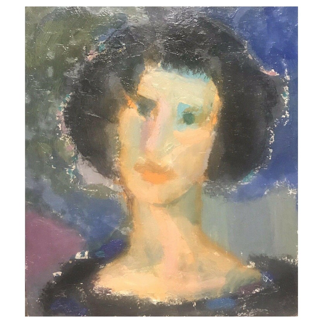 Akos Biro; Akos Biro French Expressionist Oil, Portrait of Woman, circa 1950s (1 of 14)