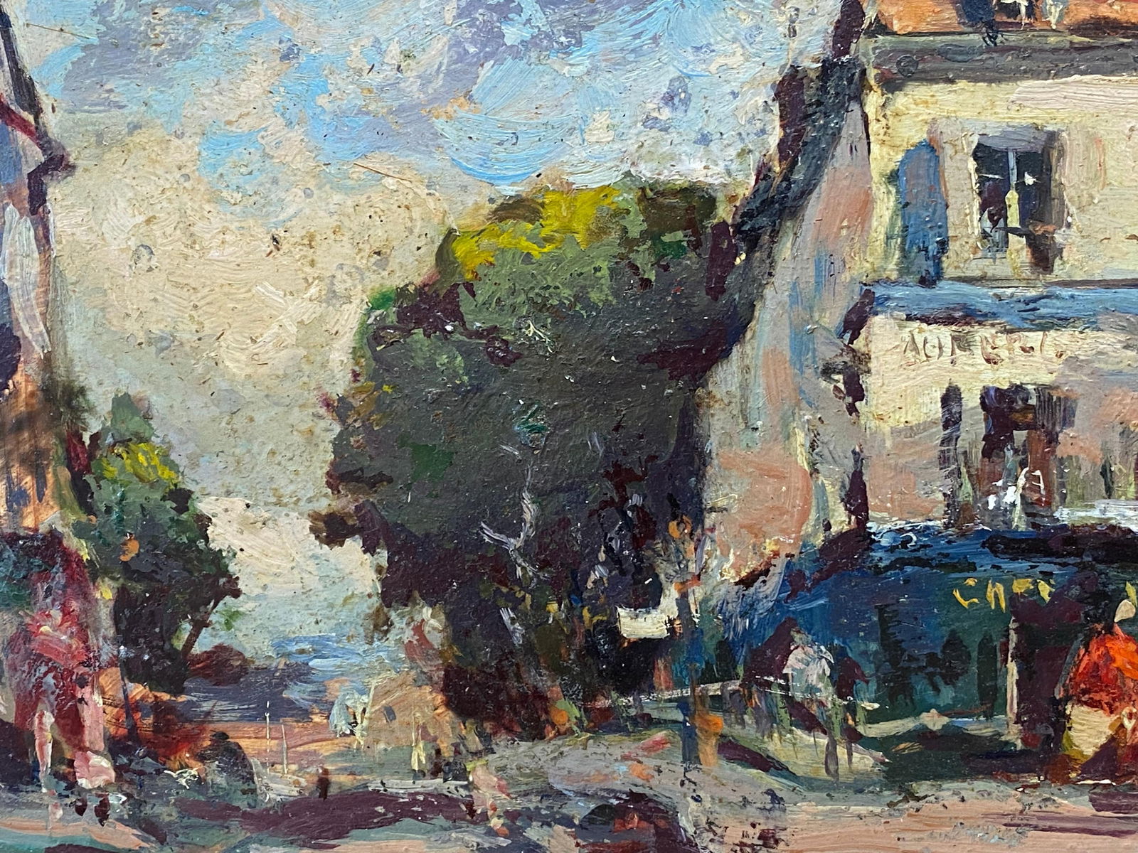 French Impressionist En Plein Air Oil Painting, City Street Scene, 20th Century - 9