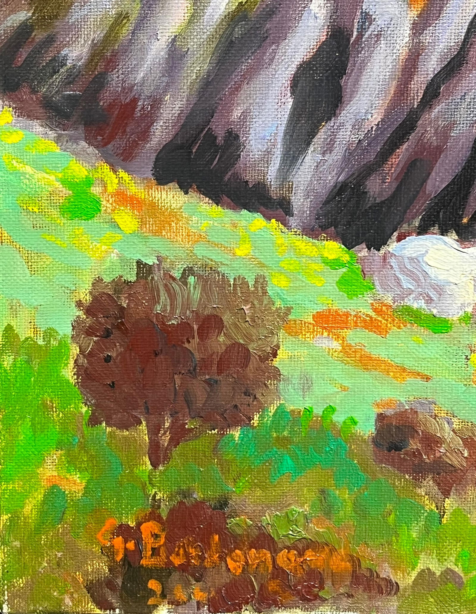 Georges Bordonove; French Impressionist Historic Fortress Amidst Rolling Green Fields Oil Painting - 10