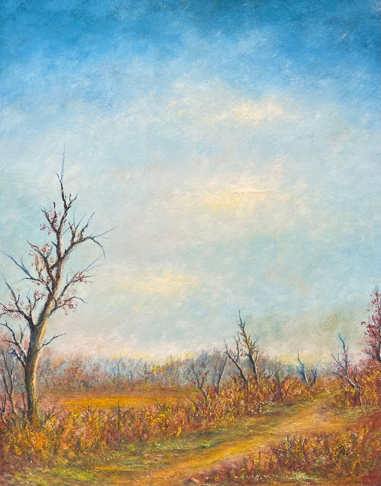 Jean Fourie; Autumnal Country Track With Bright Blue Cloudy Skies Oil Landscape Painting (1 of 12)