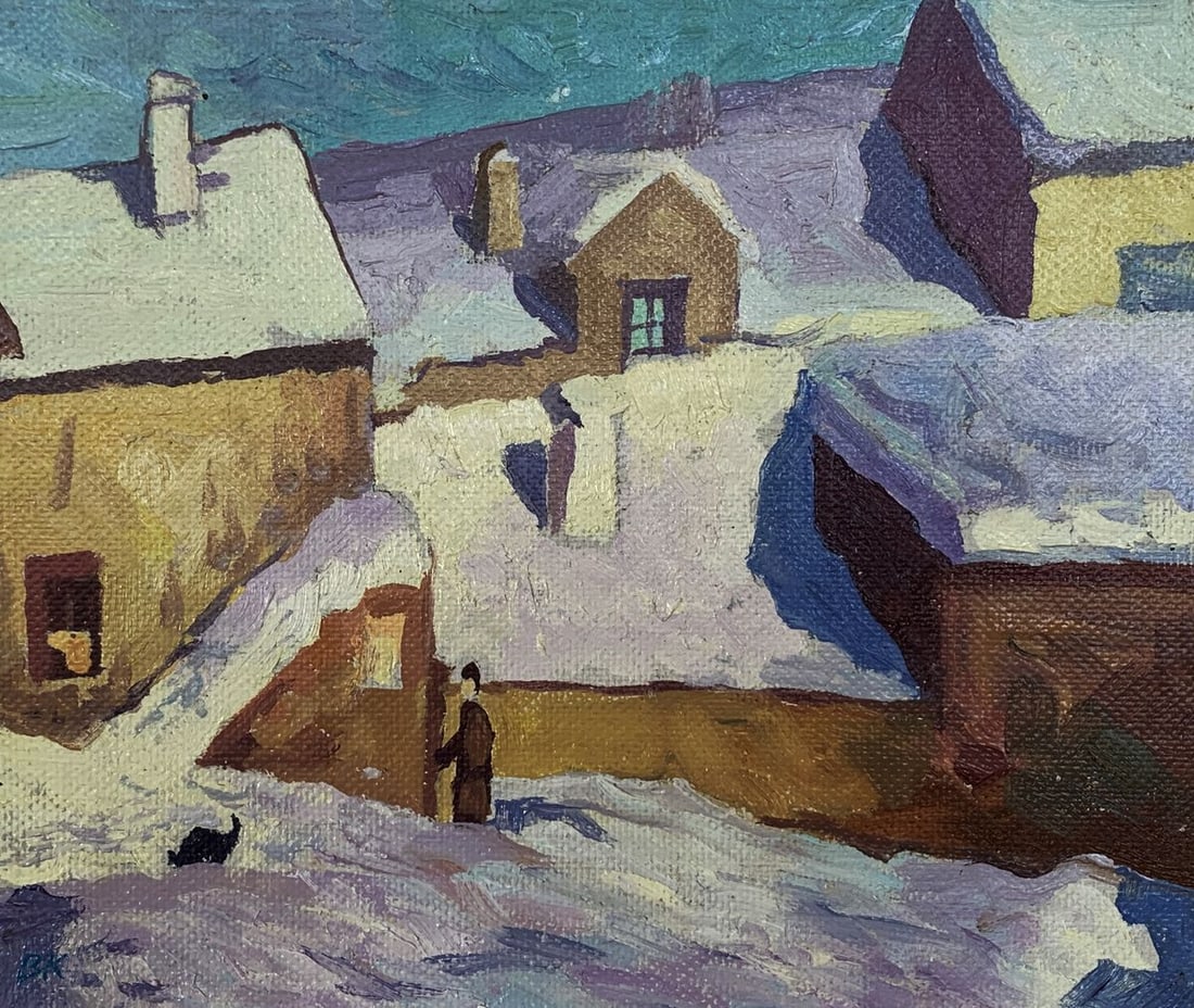 Oil painting Winter daytime city Unknown artist (1 of 9)