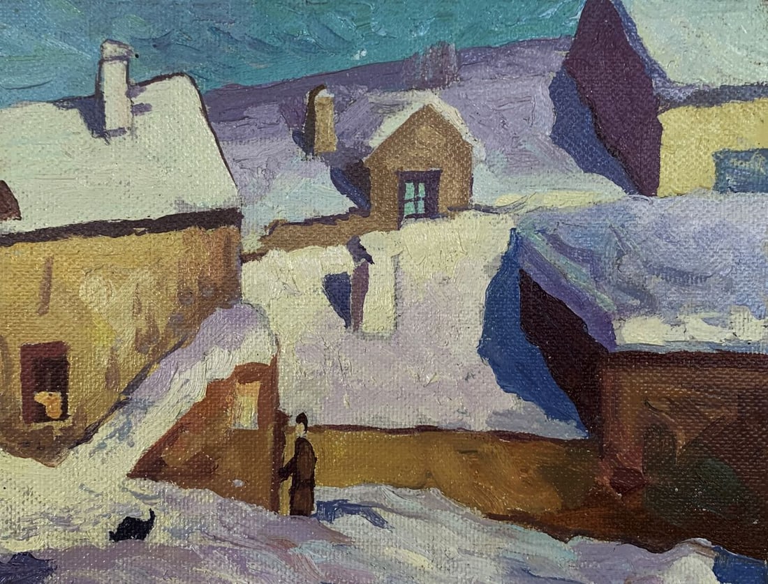 Oil painting Winter daytime city Unknown artist - 2