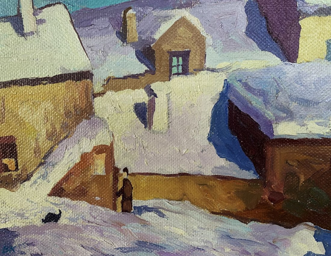 Oil painting Winter daytime city Unknown artist - 4
