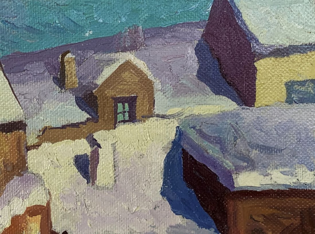 Oil painting Winter daytime city Unknown artist - 6