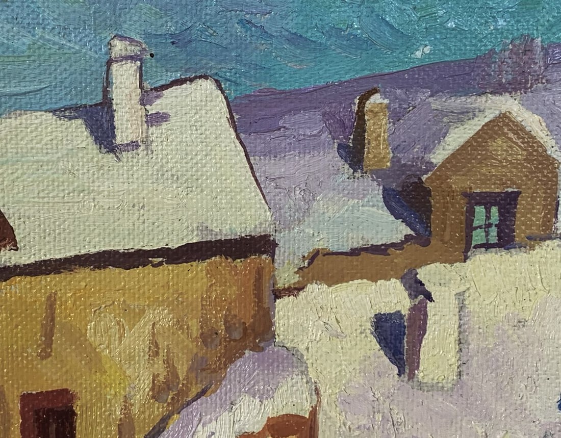 Oil painting Winter daytime city Unknown artist - 7