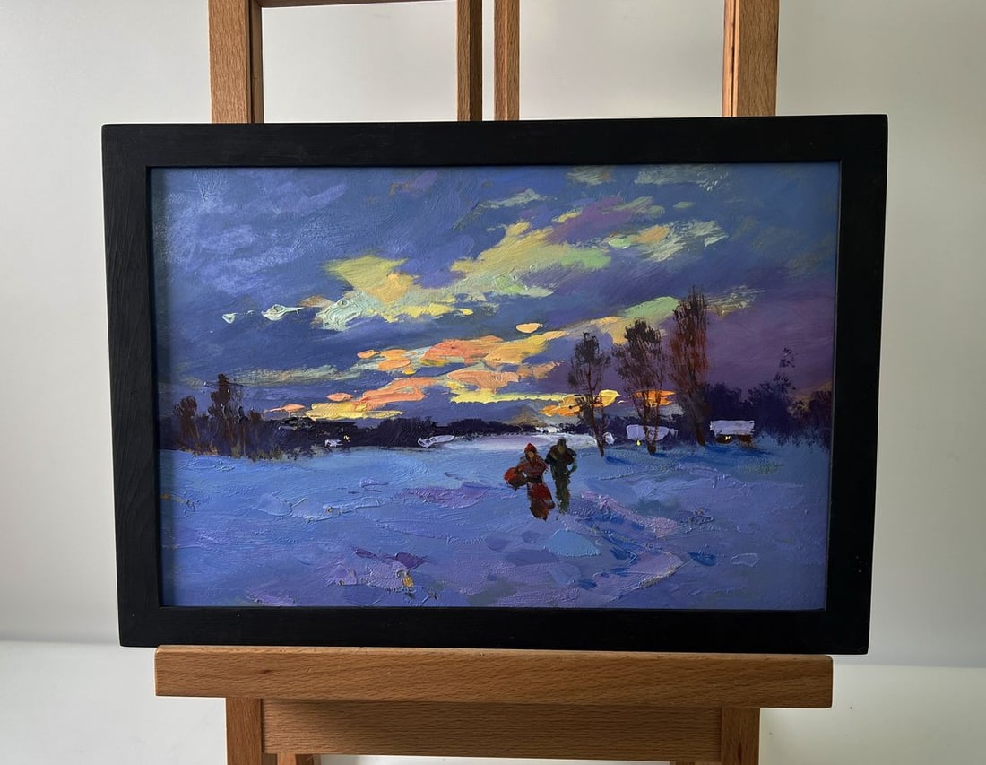 Oil painting Winter sunset Yuriy Suprunchuk (1 of 10)