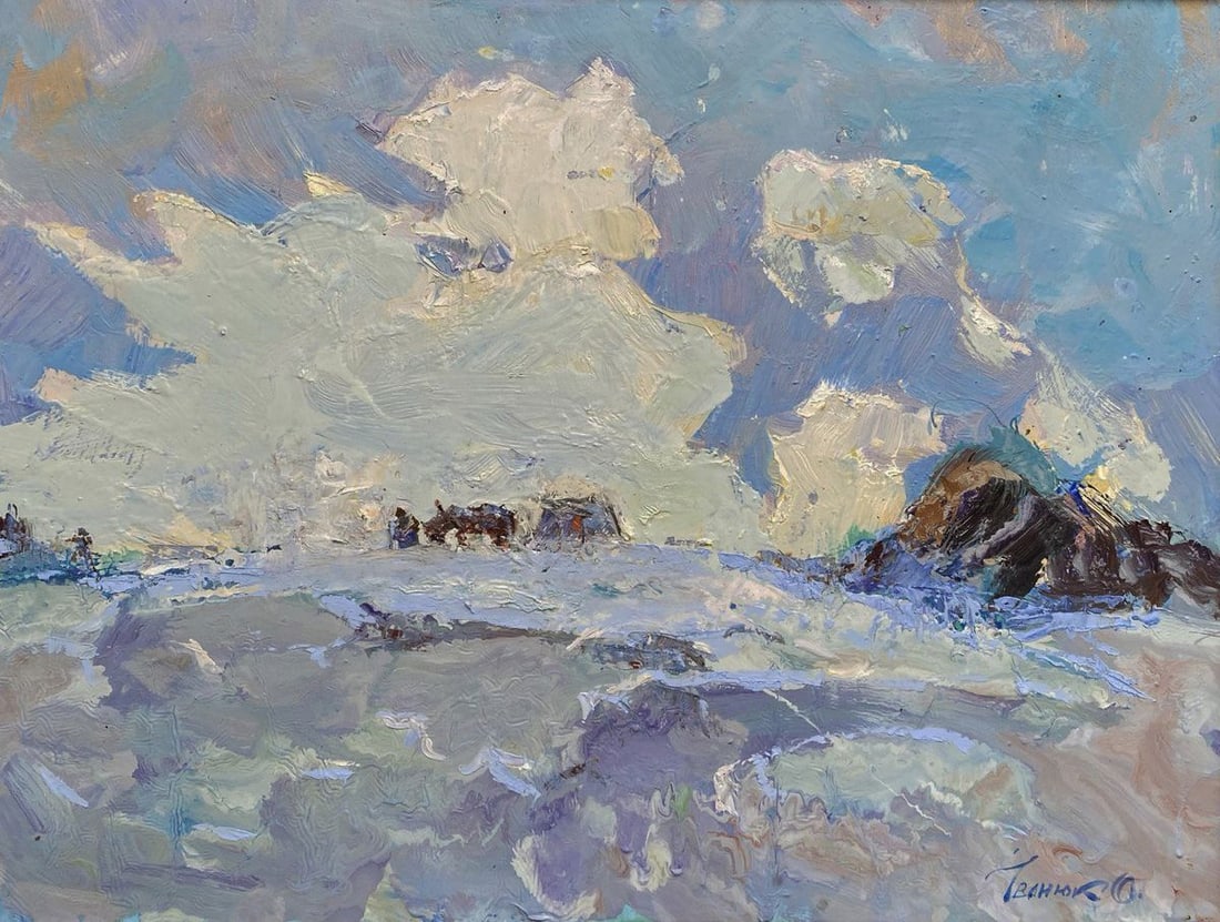 Oil painting Sunny winter day Oleksiy Ivanyuk (1 of 4)