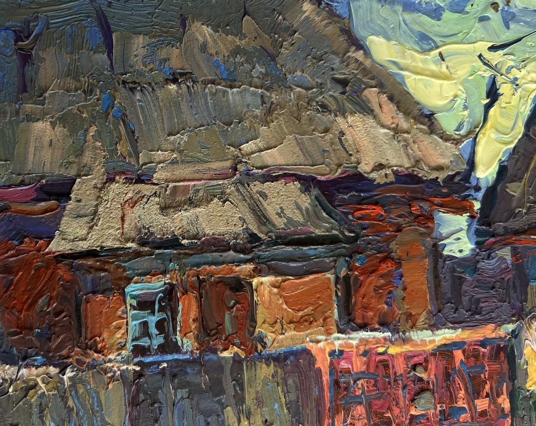 Oil painting Sunset behind the rooftops Oksana Kalenyuk - 5