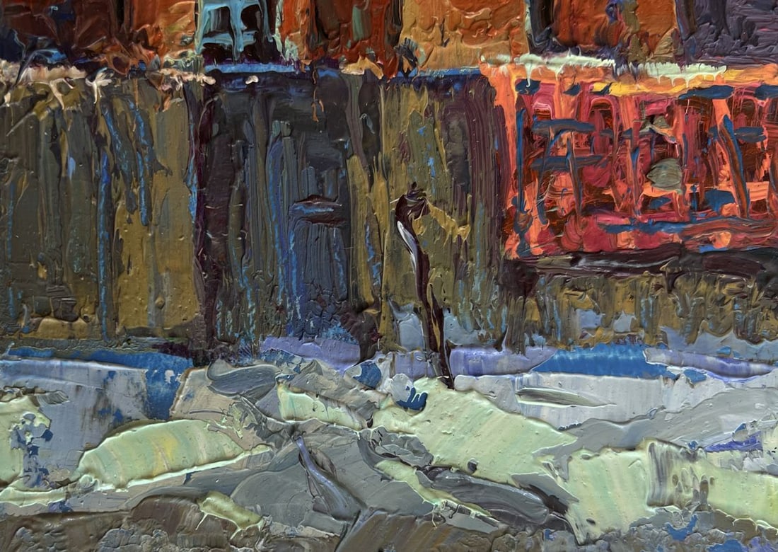 Oil painting Sunset behind the rooftops Oksana Kalenyuk - 6