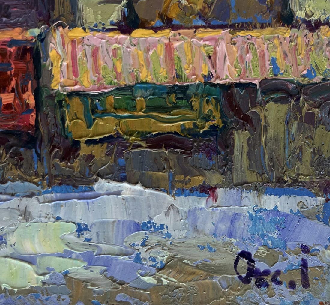 Oil painting Sunset behind the rooftops Oksana Kalenyuk - 7