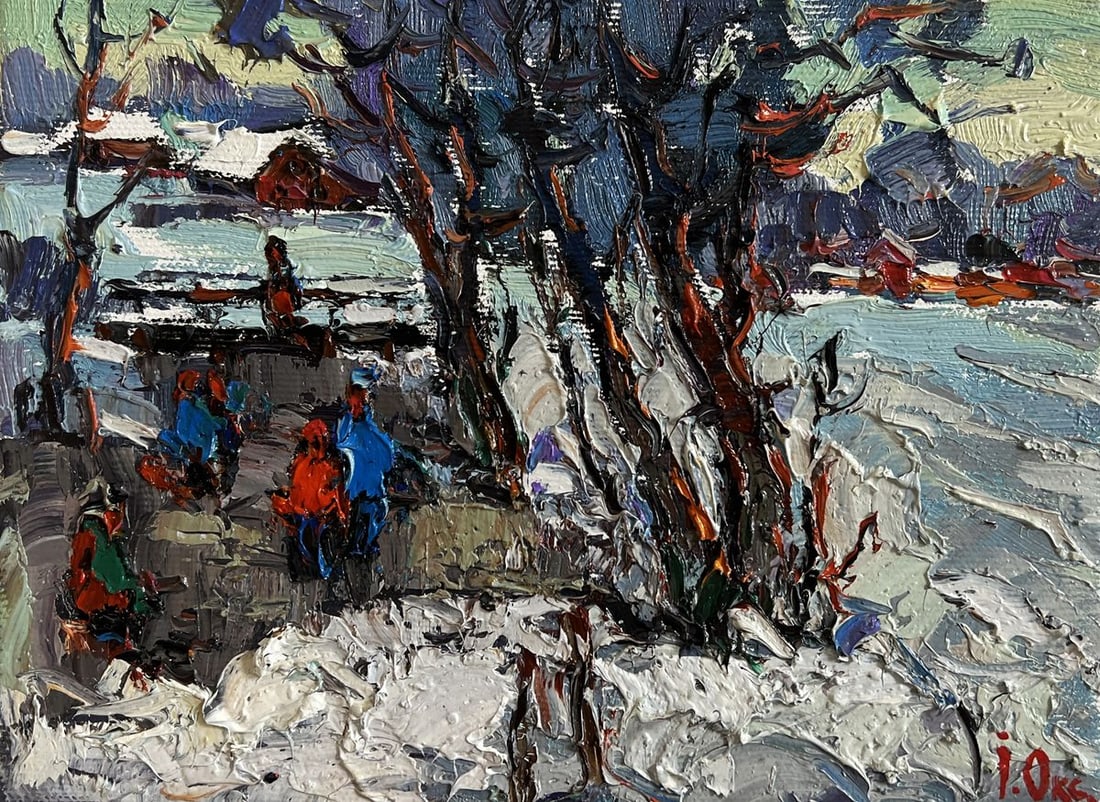 Oil painting First winter ice Oksana Kalenyuk - 3
