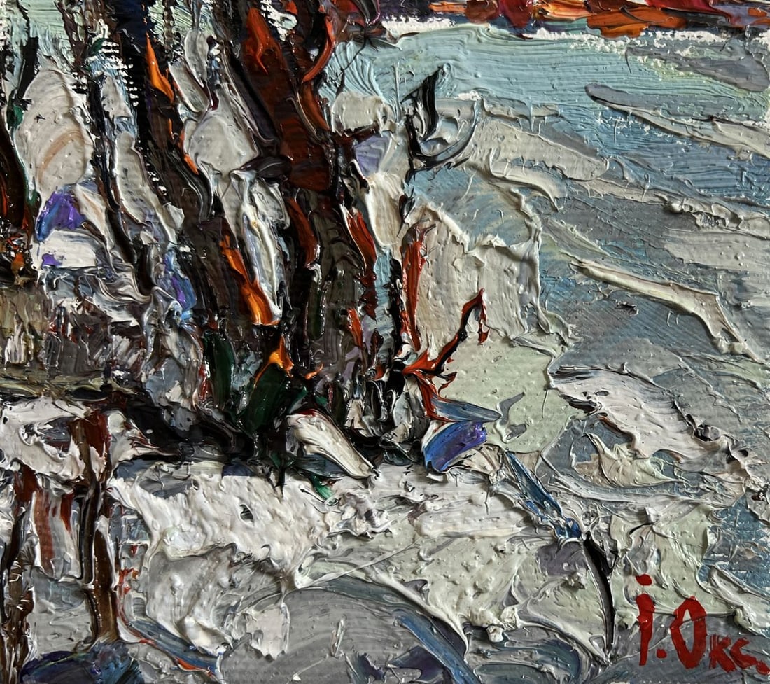 Oil painting First winter ice Oksana Kalenyuk - 7